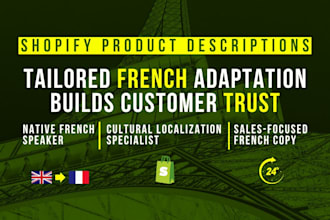 natural french translation and adaptation for shopify product descriptions