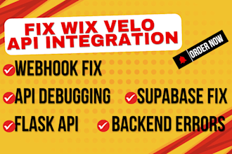fix wix velo API, supabase API, webhooks, stripe and flask API issues