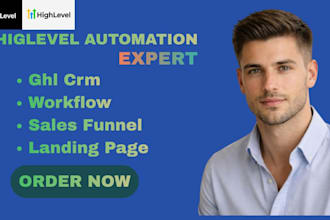 build gohighlevel crm sales funnel landing pages automation workflow