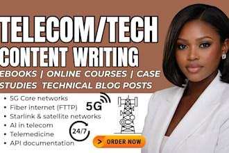 create expert technical content, ebooks, courses on 5g, iot, telecom solutions