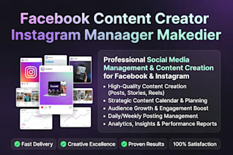 be your faebook content creator instagram manager social media marketing