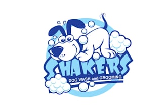 design amazing dog wash and grooming logo