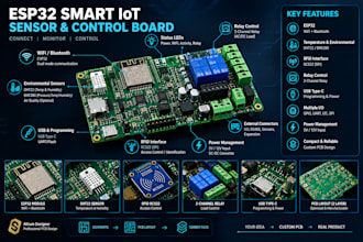 design custom esp32 iot pcb with wifi, bluetooth, sensors and altium