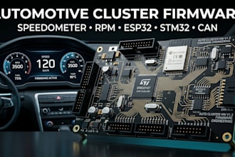 develop automotive digital instrument cluster, speedometer, rpm, esp32 and stm32