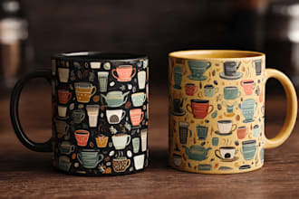 create trendy coffee mug design for your pod business