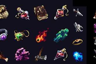 design custom pixel art game icons, ui icons, items and ability icons