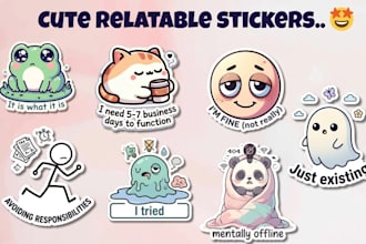 design cute relatable student and animal printable stickers