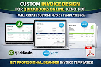 design custom invoice template for quickbooks online, xero, PDF