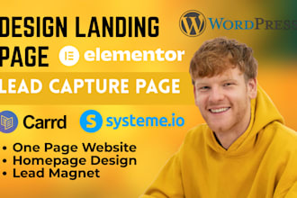 design wordpress landing page elementor lead capture page one page website