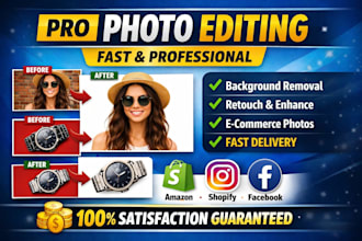 do professional photoshop editing, retouching and  bg removal