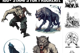 create retro halloween t shirt werewolf logo
