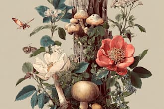 draw unique hand drawn botanical and floral illustrations
