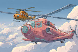 draw aircraft, airplane, helicopter into a vector cartoon
