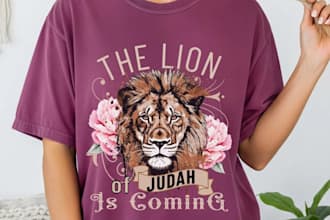 do custom vintage lion logo t shirt design