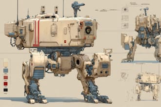 draw or design mechs robots concepts