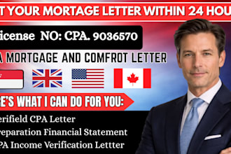 write verified CPA letter CPA comfort letter mortgage letter financial statement