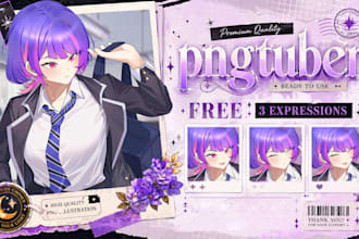 design png tuber model in vtuber anime style for streaming