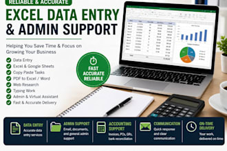 do excel data entry, formatting, and admin support