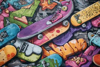 draw graffiti designs murals and wall art or skateboards