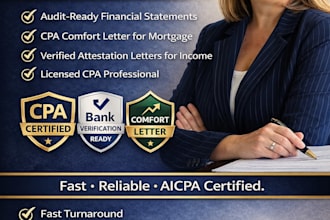 cpa audit financial, CPA comfort, attestation letter mortgage, income