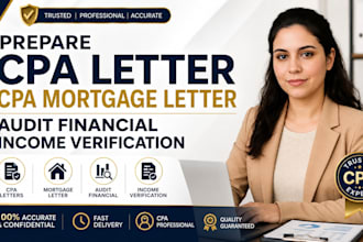 prepare CPA letter, CPA mortgage letter, audit financial, income verification