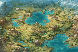 draw a fantasy map with digital watercolors