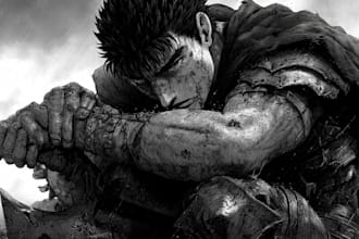 manga page custom dark berserk style art in high quality
