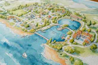 do custom watercolor wedding map