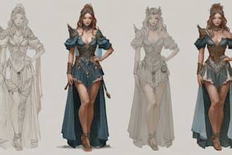 create original fantasy character concept art and design