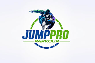 design unique jump pro parkour logo