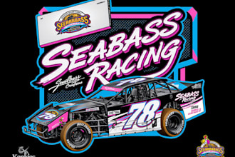 create unique racing car logo for t shirt and brand
