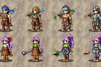 do pixel art sprite sheet pixel character sprite pixel rpg game character asset