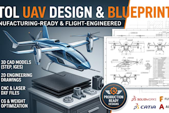 design custom vtol uav drones and technical manufacturing blueprints