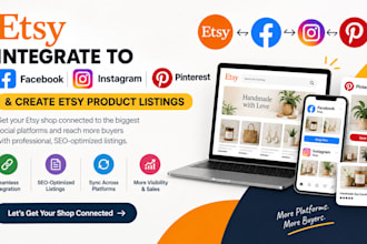 integrate etsy to facebook instagram pinterest and create etsy product listing