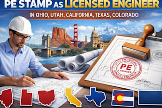 pe stamp as licensed engineer in ohio, utah, california, texas, colorado