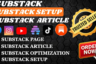 do substack setup, promotion, page and article optimization