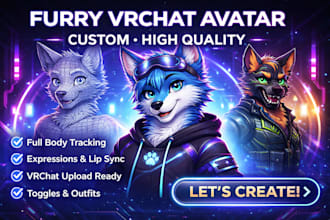 design and rig a furry vrchat avatar ready to upload
