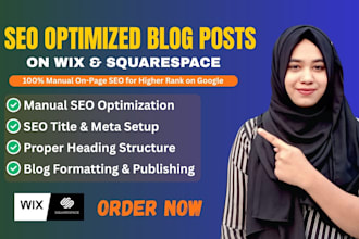 upload and format your blog post with complete on page SEO to wix or squarespace
