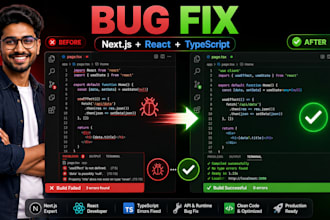 fix nextjs react typescript and nodejs bugs fast