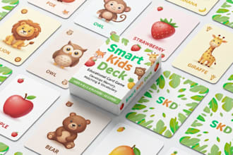 design educational flashcard affirmation cards kids learning animal card game