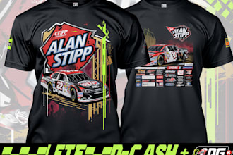 do high quality custom racing car logo with t shirt design