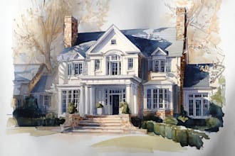 make custom digital watercolor house illustrations