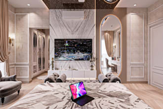 design realistic 3d modern interior