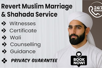 perform revert muslim marriage with shahada and certificate