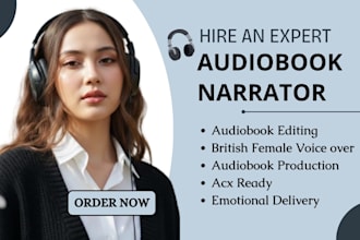 narrate and produce audiobook with female american voice over for acx audible