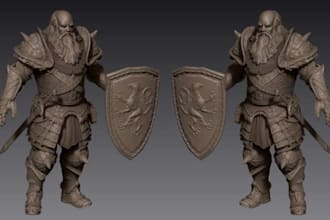 create high quality 3d character model rendering for game art or 3d printing stl