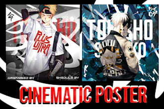 design cinematic anime poster, amv thumbnail and vtuber