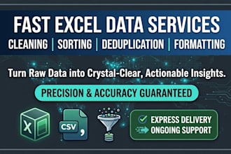excel data cleaning, sorting, deuplication and formatting fast