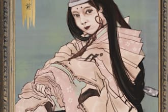 japanese historical portrait in taisho showa retro anime style