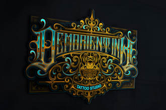 create vintage logo for tattoo studio and barbershop